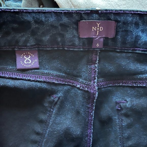 NYDJ Womens Leggings Size 6 Blue‎ Animal Print Skinny Leg 5 Pockets Jeggings - Picture 6 of 9